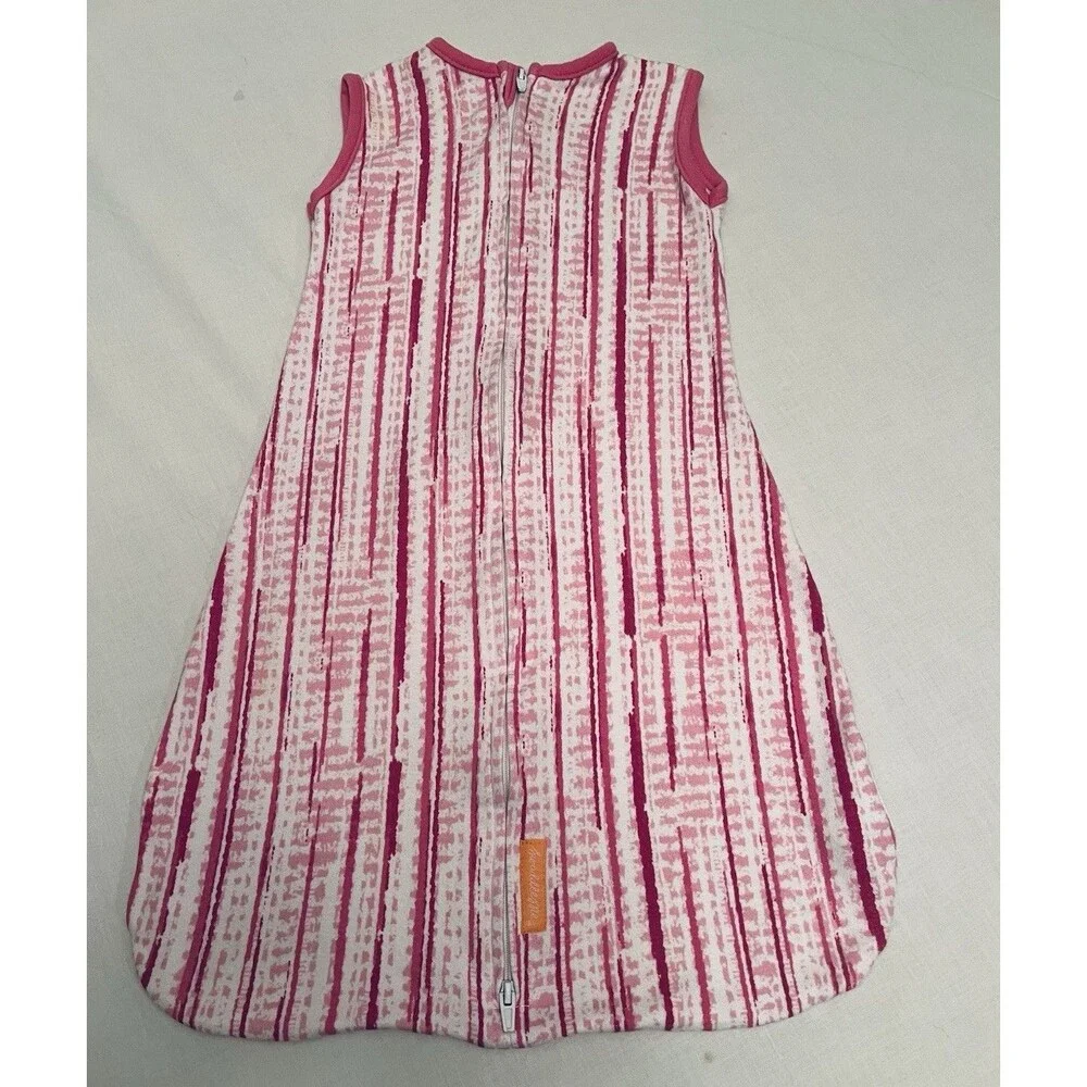 SwaddleMe Wearable Blanket Sleep Sack Pink/White Zip Front Size L Cotton